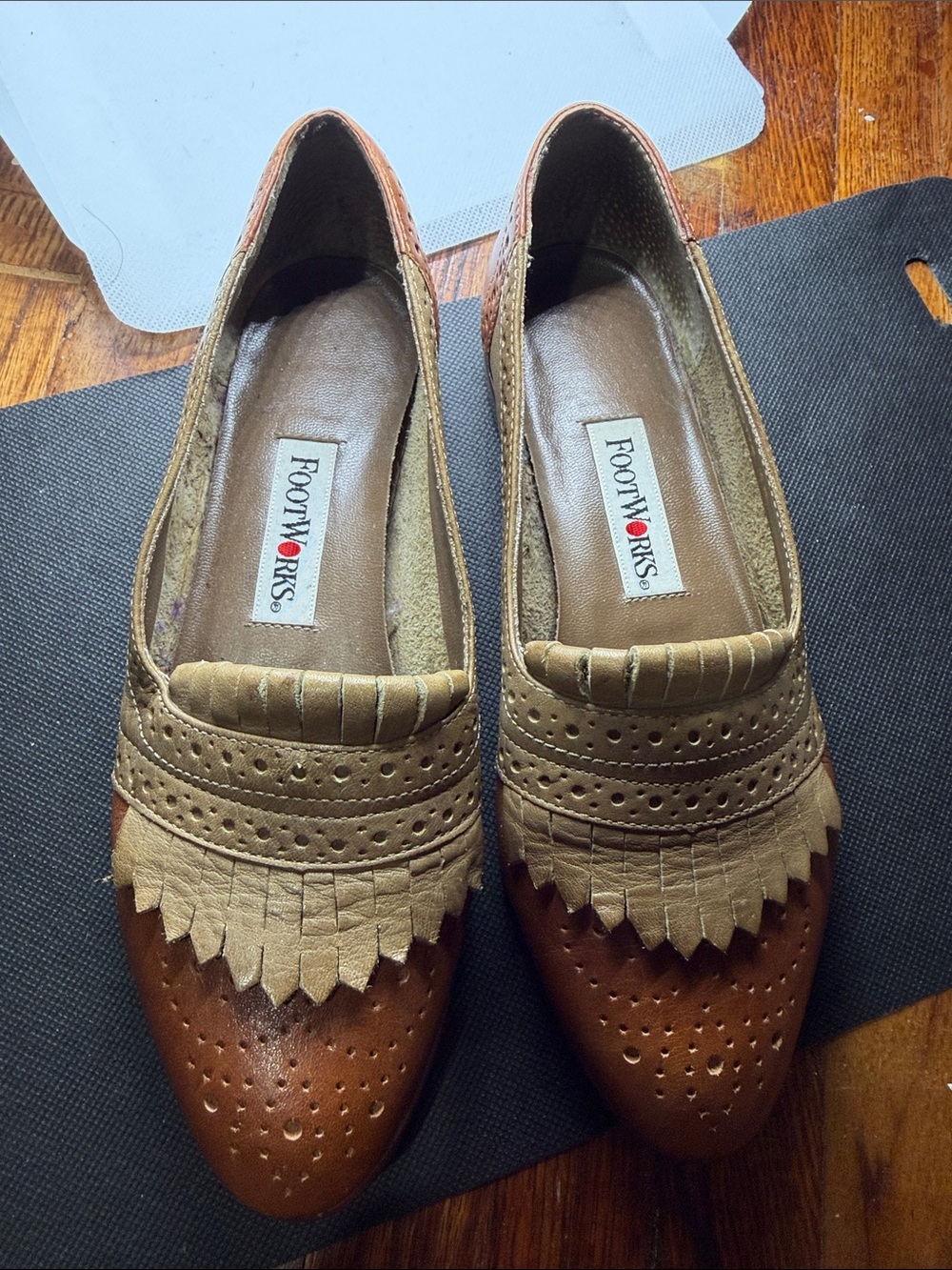 Women's Two-Tone Brown Kiltie Loafers